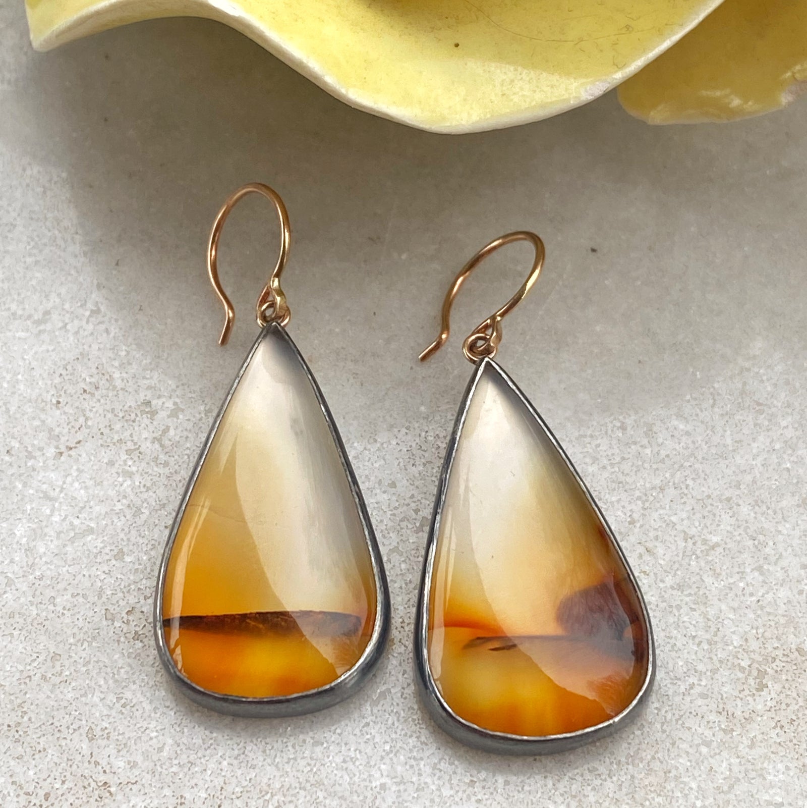 Montana Agate Earrings with Mother of Pearl