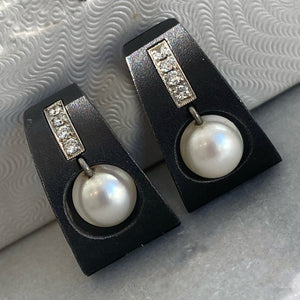 Marsh & Co. c. 1930s Blackened Steel, White Gold, and Cultured Pearl Jewelry Suite