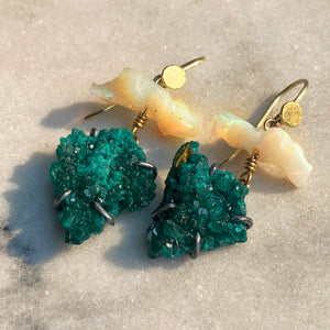 Opal and Dioptase Earrings