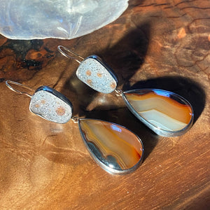 Montana Agate Earrings with Speckled Drusy