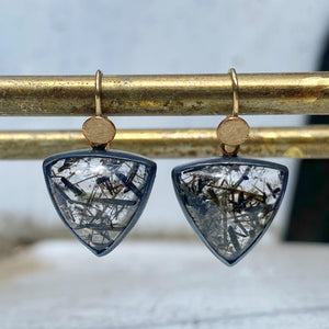 Black Tourmalinated Quartz Gumdrop Earrings