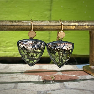 Black Tourmalinated Quartz Gumdrop Earrings