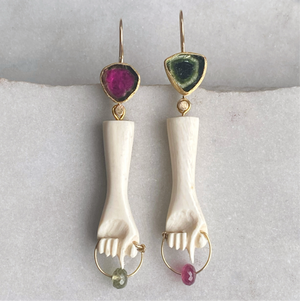 Tourmaline Earrings with Antique Figas