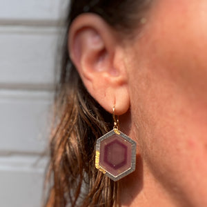 Large Raspberry Sheen Sapphire Earrings