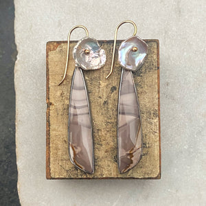 Willow Creek Jasper Earrings with Keshi Pearl