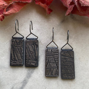 Rectangular Meteorite Earrings