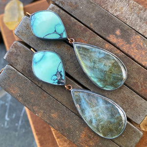 Persian Variscite and Labradorite Earrings
