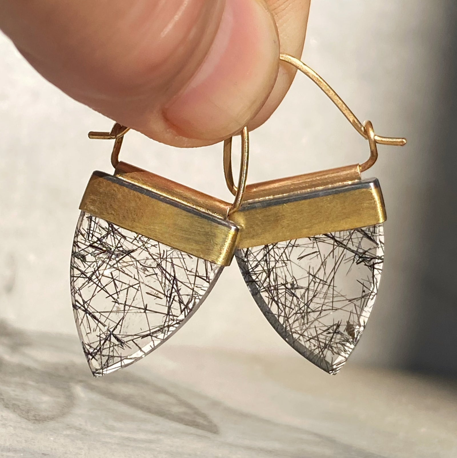 PRE-ORDER for Black Tourmalinated Quartz ‘Winking’ Earrings