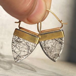Black Tourmalinated Quartz ‘Winking’ Earrings