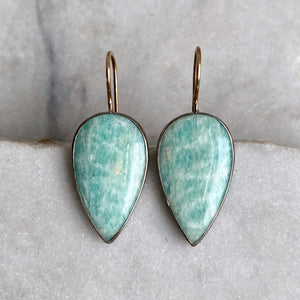 Amazonite & Opalized Wood Earrings