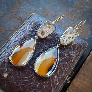 Montana Agate Earrings with Speckled Drusy