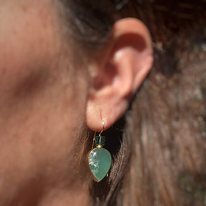Aquaprase Earrings with Raw Indicolite Tourmaline Beads