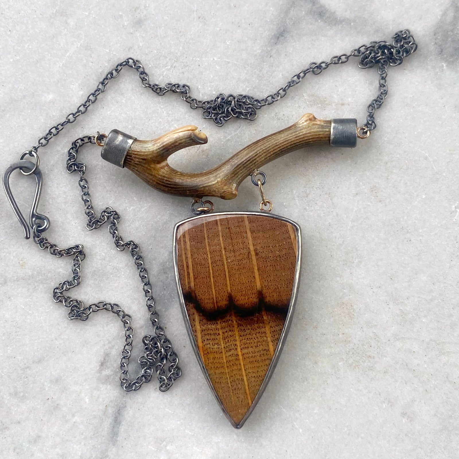 Petrified Oak Wood and Fossil Coral Necklace