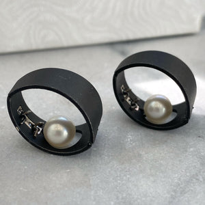 Marsh & Co. c. 1930s Blackened Steel, White Gold, and Cultured Pearl Jewelry Suite