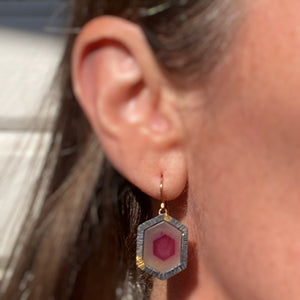 Small Raspberry Sheen Sapphire Earrings