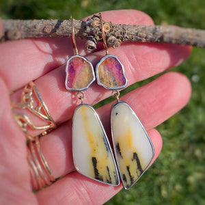 Multicolor Tourmaline and Montana Agate Earrings