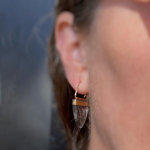 Black Tourmalinated Quartz ‘Winking’ Earrings