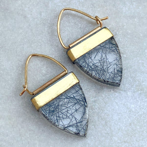 Black Tourmalinated Quartz ‘Winking’ Earrings