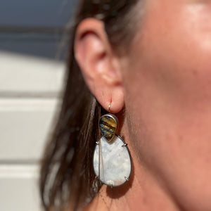 Convertible Labradorite and White Aquaprase Earrings