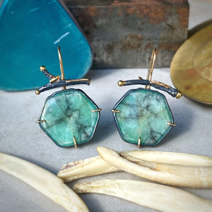 Custom Emerald Earrings with Extra-Long Branched Earwires