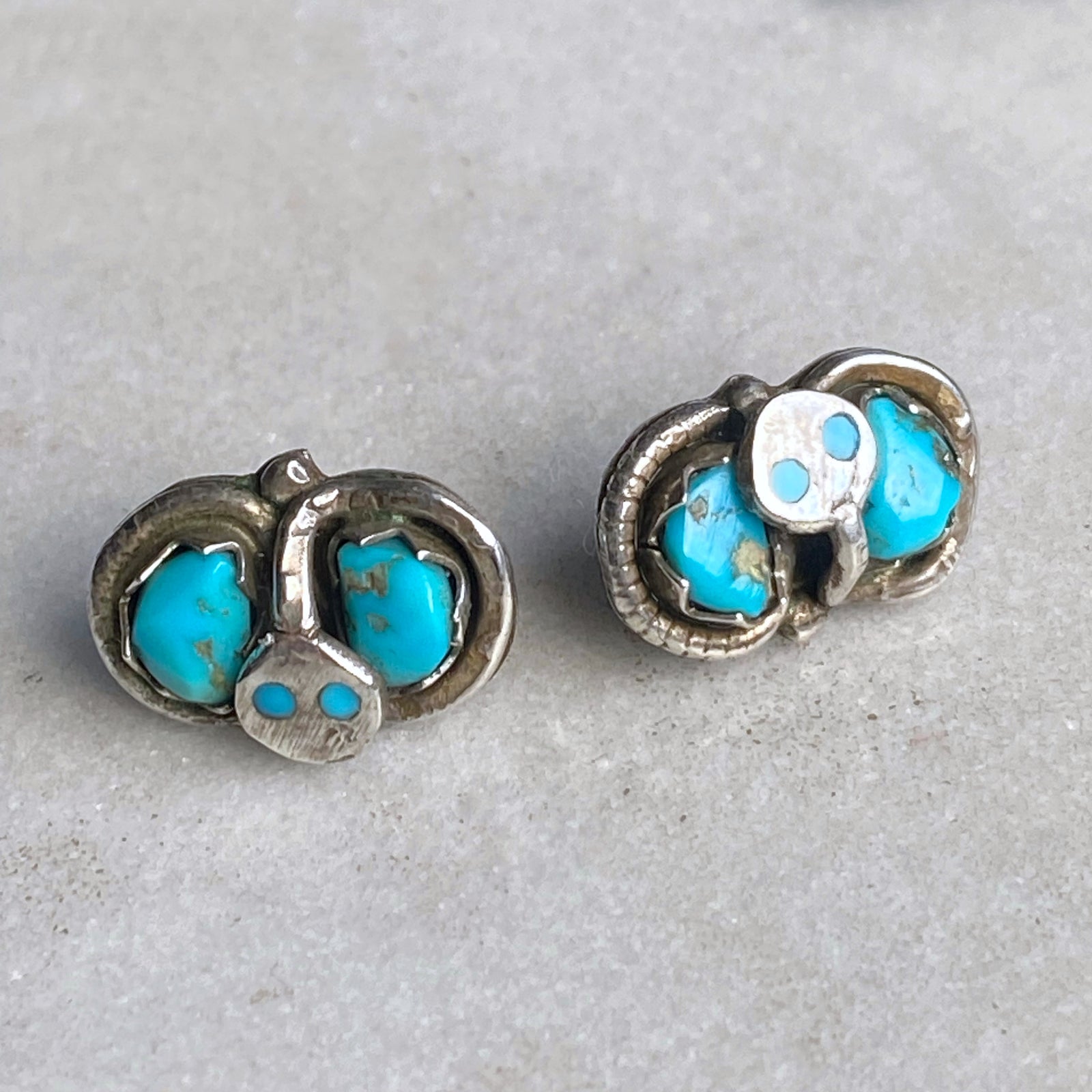 Zuni Snake Turquoise Stud Earrings