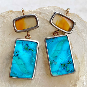 Montana Agate and Malazurite Earrings
