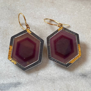 Large Raspberry Sheen Sapphire Earrings