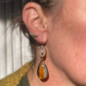 Montana Agate Earrings with Speckled Drusy