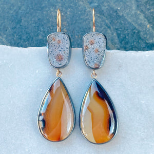 Montana Agate Earrings with Speckled Drusy