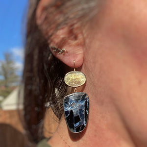 Golden Lepidolite and Pietersite Earrings