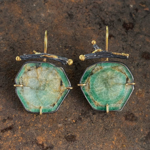 Emerald Earrings with Branched Earwires