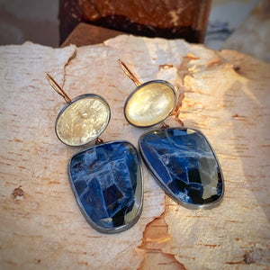 Golden Lepidolite and Pietersite Earrings