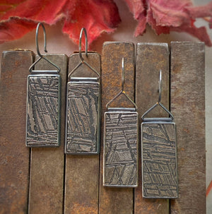 Rectangular Meteorite Earrings