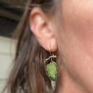 Sphene Earrings with Plum Twigs
