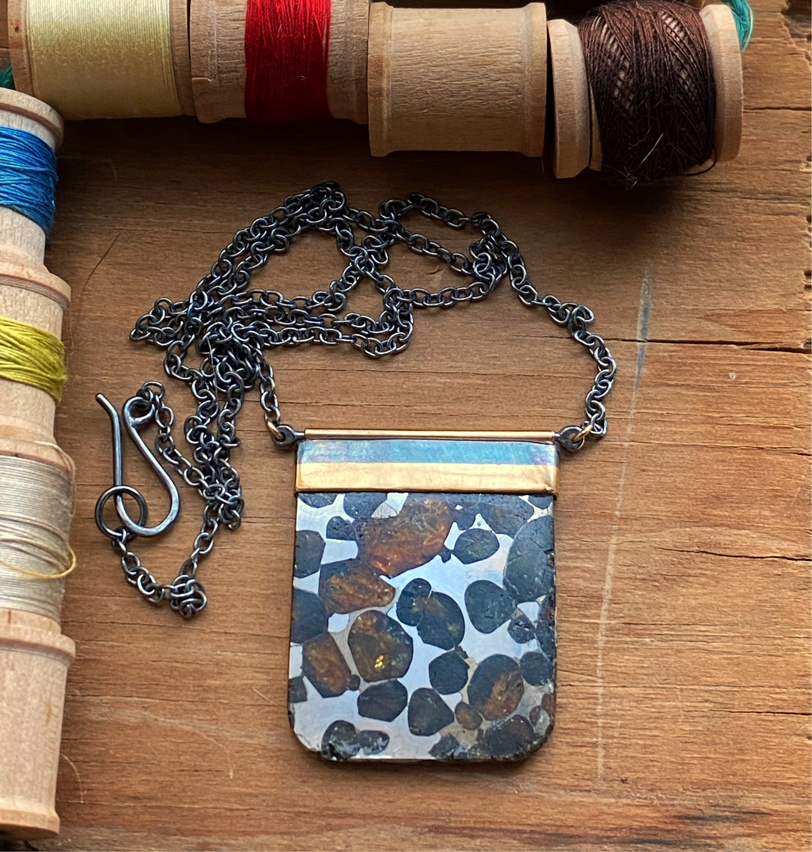 Sericho Pallasite Meteorite Necklace