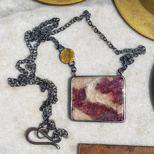 Tourmaline in Matrix Necklace with Keum Boo Accent