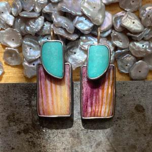Convertible Campitos Turquoise and Spiny Oyster Earrings