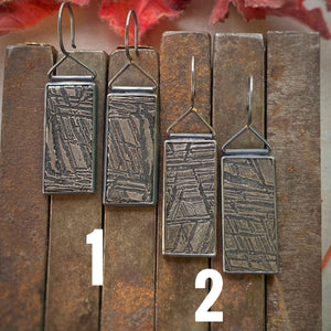 Rectangular Meteorite Earrings