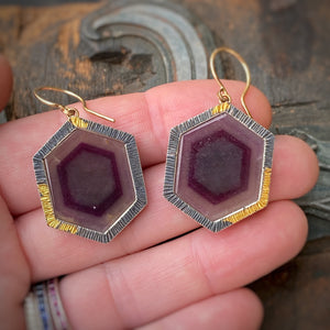 Large Raspberry Sheen Sapphire Earrings