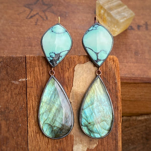 Persian Variscite and Labradorite Earrings