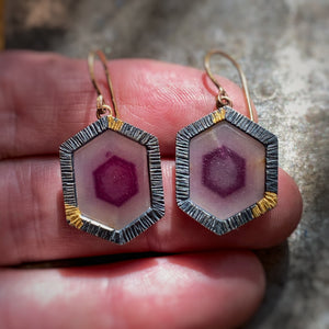 Small Raspberry Sheen Sapphire Earrings