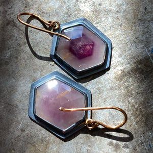 Small Raspberry Sheen Sapphire Earrings