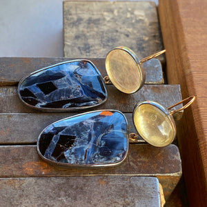 Golden Lepidolite and Pietersite Earrings