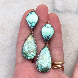 Persian Variscite and Labradorite Earrings