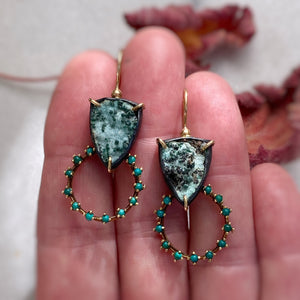 Convertible Drusy Earrings with Antique Bohemian Turquoise Rings