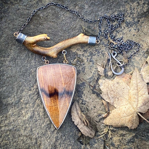 Petrified Oak Wood and Fossil Coral Necklace