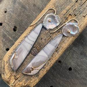 Willow Creek Jasper Earrings with Keshi Pearl