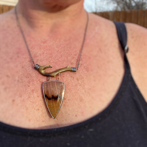 Petrified Oak Wood and Fossil Coral Necklace