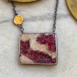 Tourmaline in Matrix Necklace with Keum Boo Accent