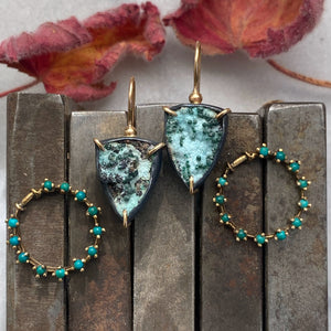 Convertible Drusy Earrings with Antique Bohemian Turquoise Rings